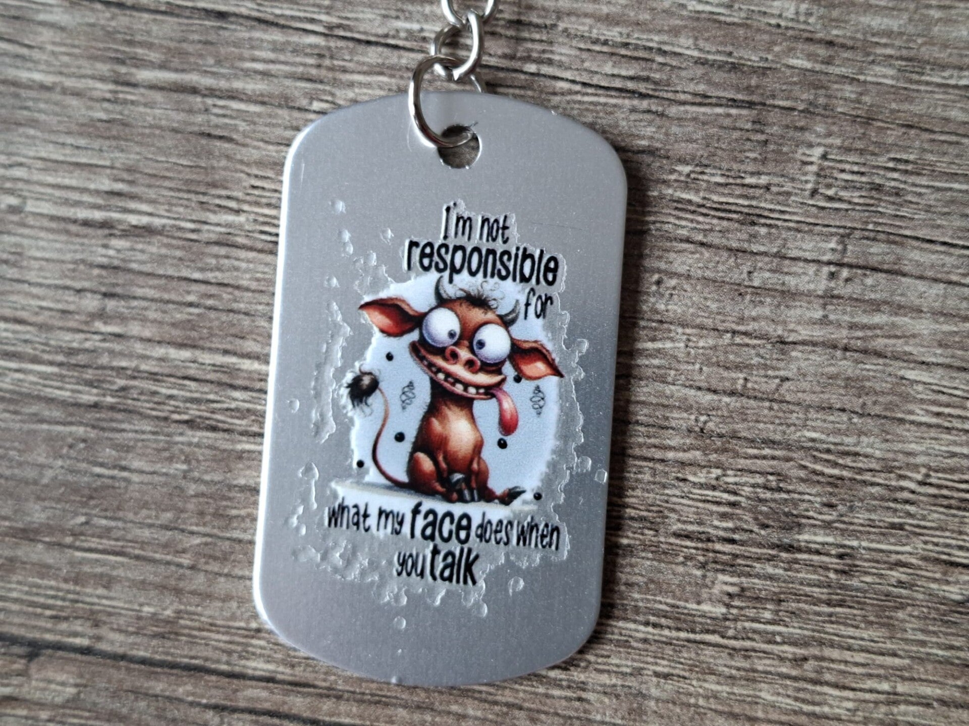 Sleutelhanger : Zilverkleurige Metalen Tag : Tekst !! 7