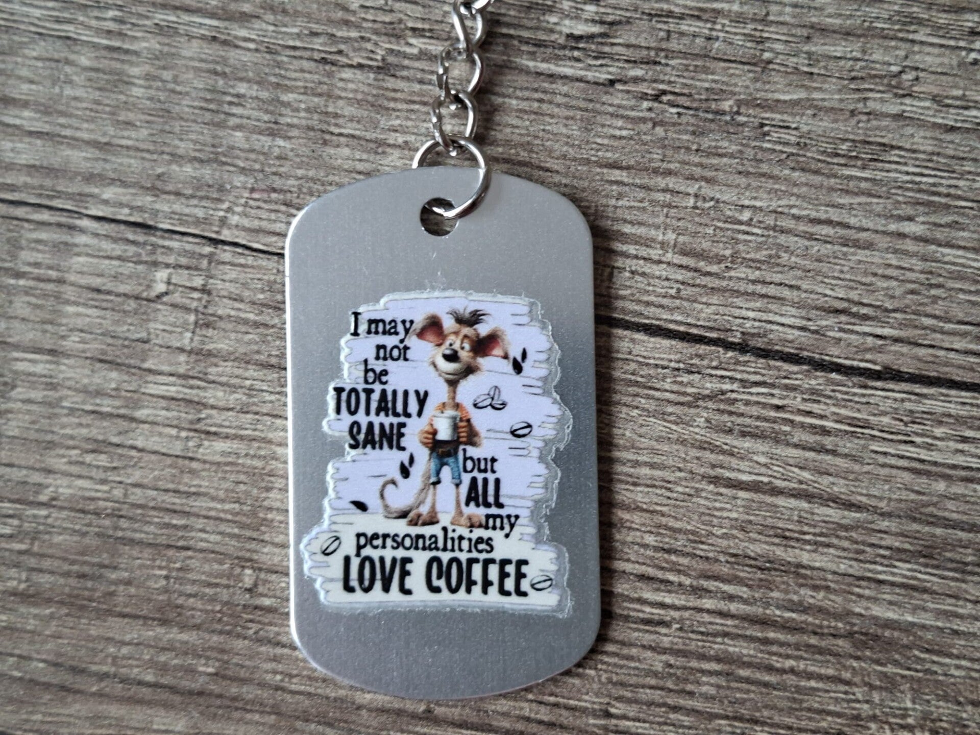 Sleutelhanger : Zilverkleurige Metalen Tag : Tekst !! 8