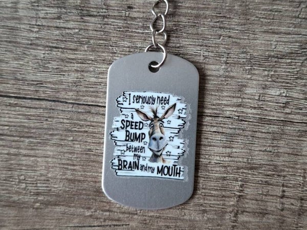 Sleutelhanger : Zilverkleurige Metalen Tag : Tekst !! 9