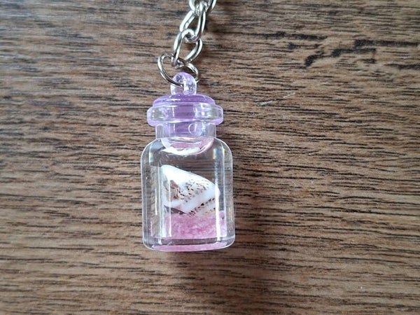 Sleutelhanger : Glow in Dark : Schelp in Flesje !! 4