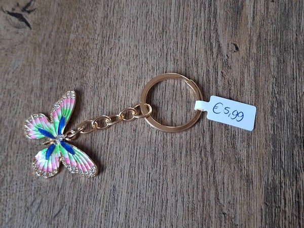 Sleutelhanger : Vlinder met glimsteentjes !!