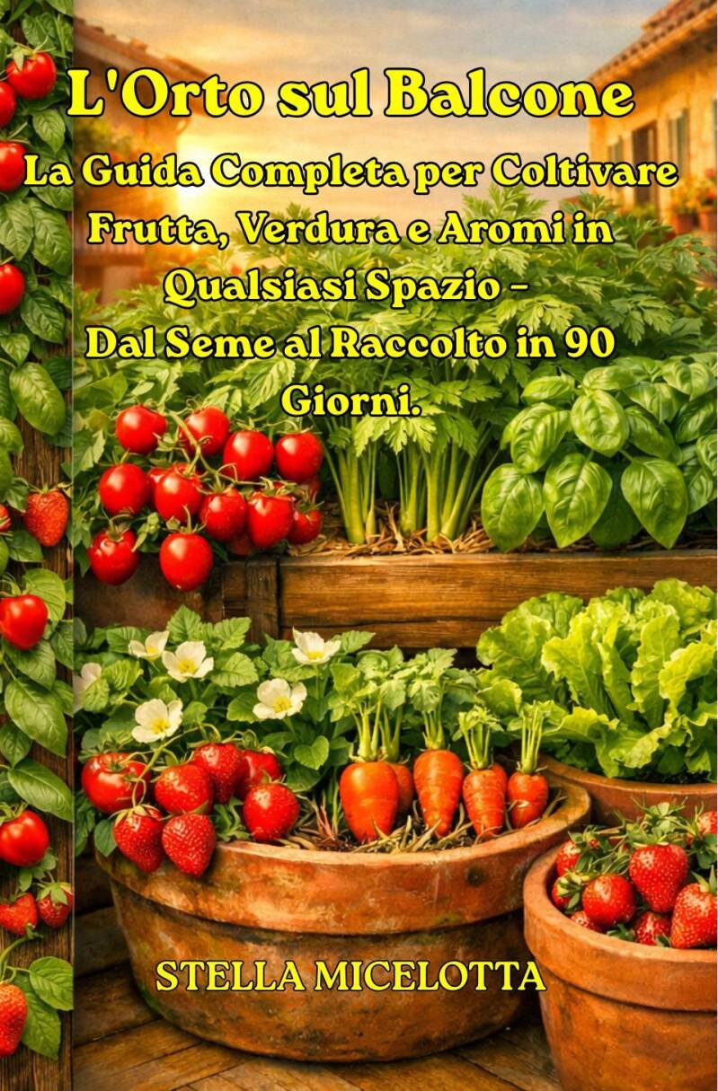 Scopri L’Orto sul Balcone di Stella Micelotta: la guida pratica per coltivare frutta, verdura e aromi in casa, dal seme al raccolto in 90 giorni.