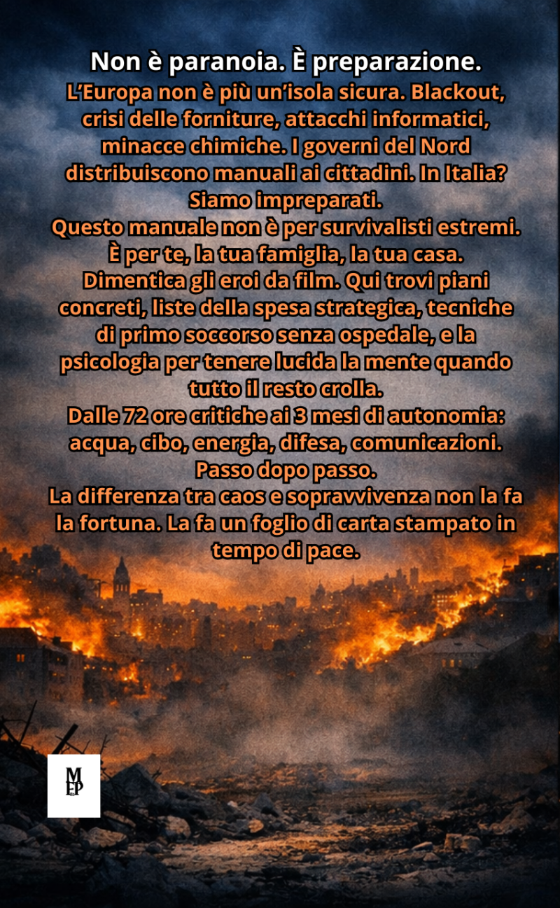 Scopri il Manuale di Sopravvivenza Civile per l’Italia di Gregor Falkner: strategie, piani e tecniche per affrontare emergenze e crisi moderne.