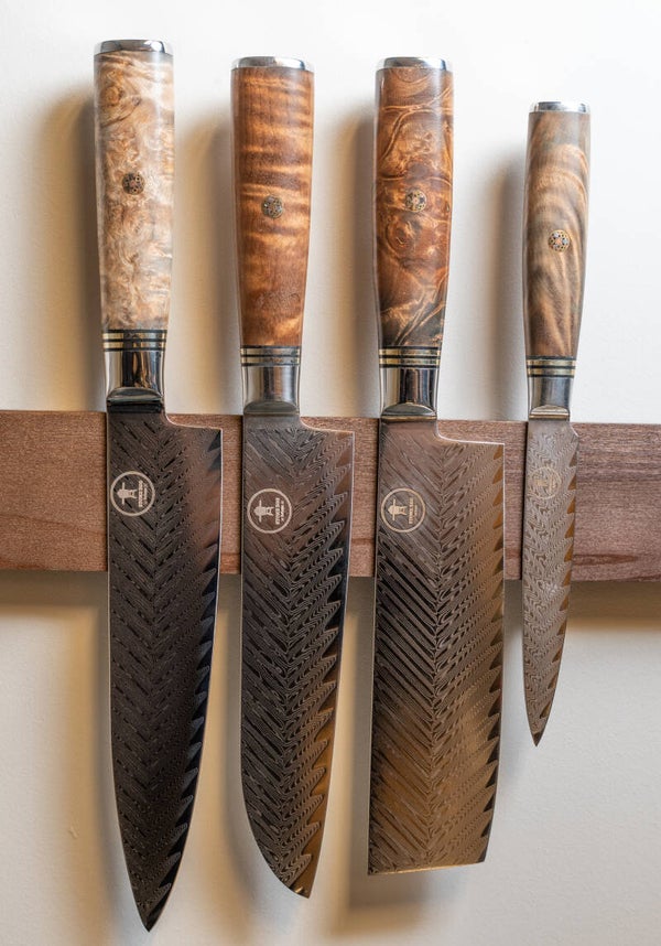 Stone Egg BBQ VG-10 Damascus Staal 4 ST Sapeli mahonie houten Handvat Pijl Patroon BBQ/Keukenmessen