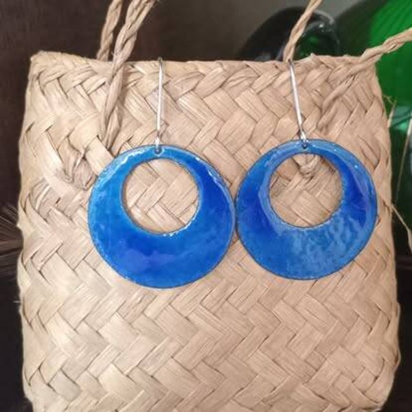 60’s bliss ocean blue circle earrings