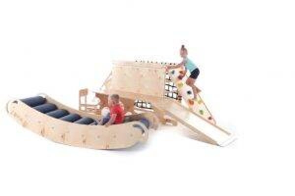 Wooden Therapeutic Sensory Climb System with Slide Set