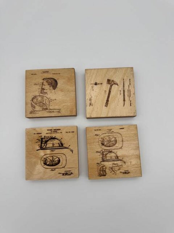 Coasters - Wood - Firefighter