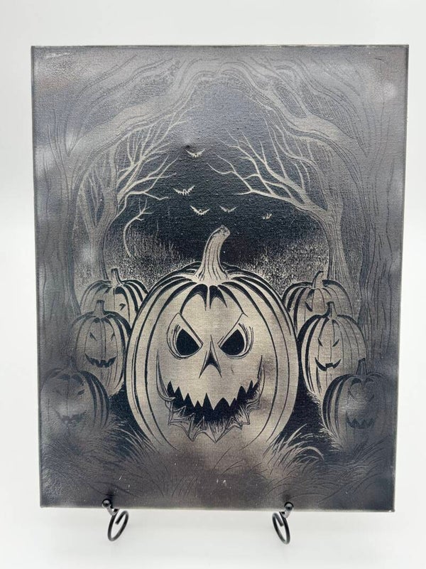 Scary Pumpkin Painted Wall Art on Canvis