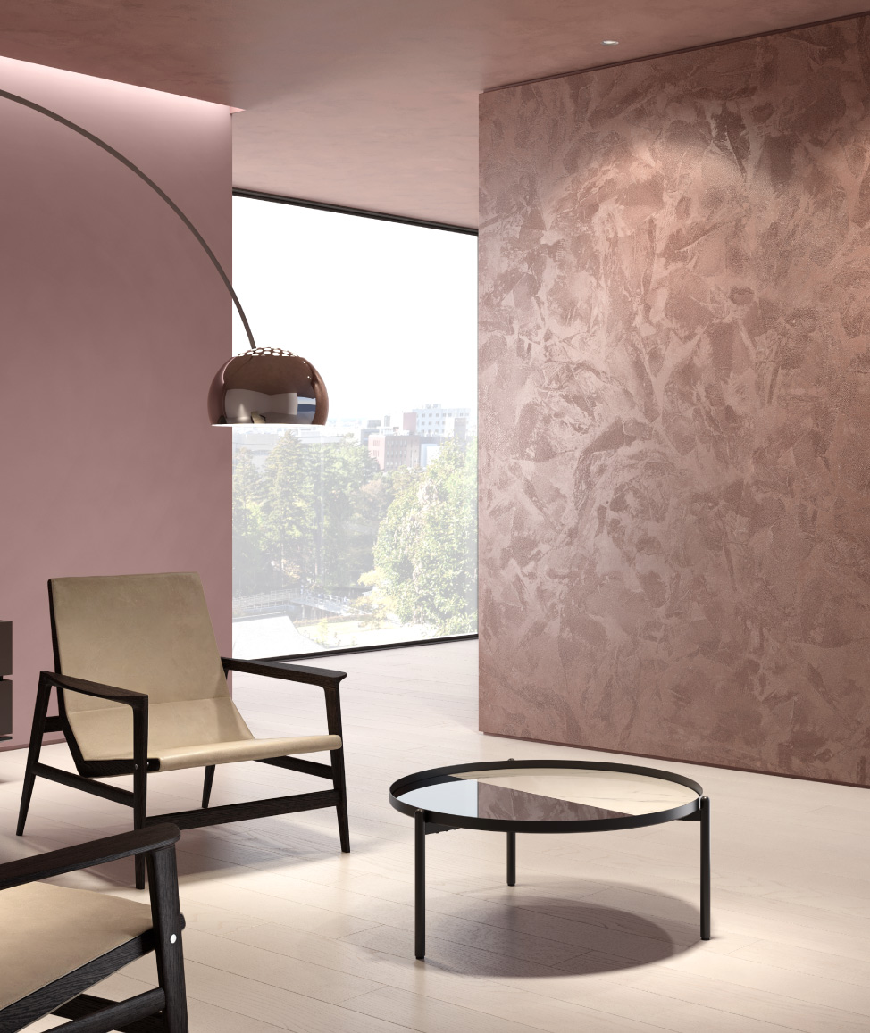 salotto con pareti rosa