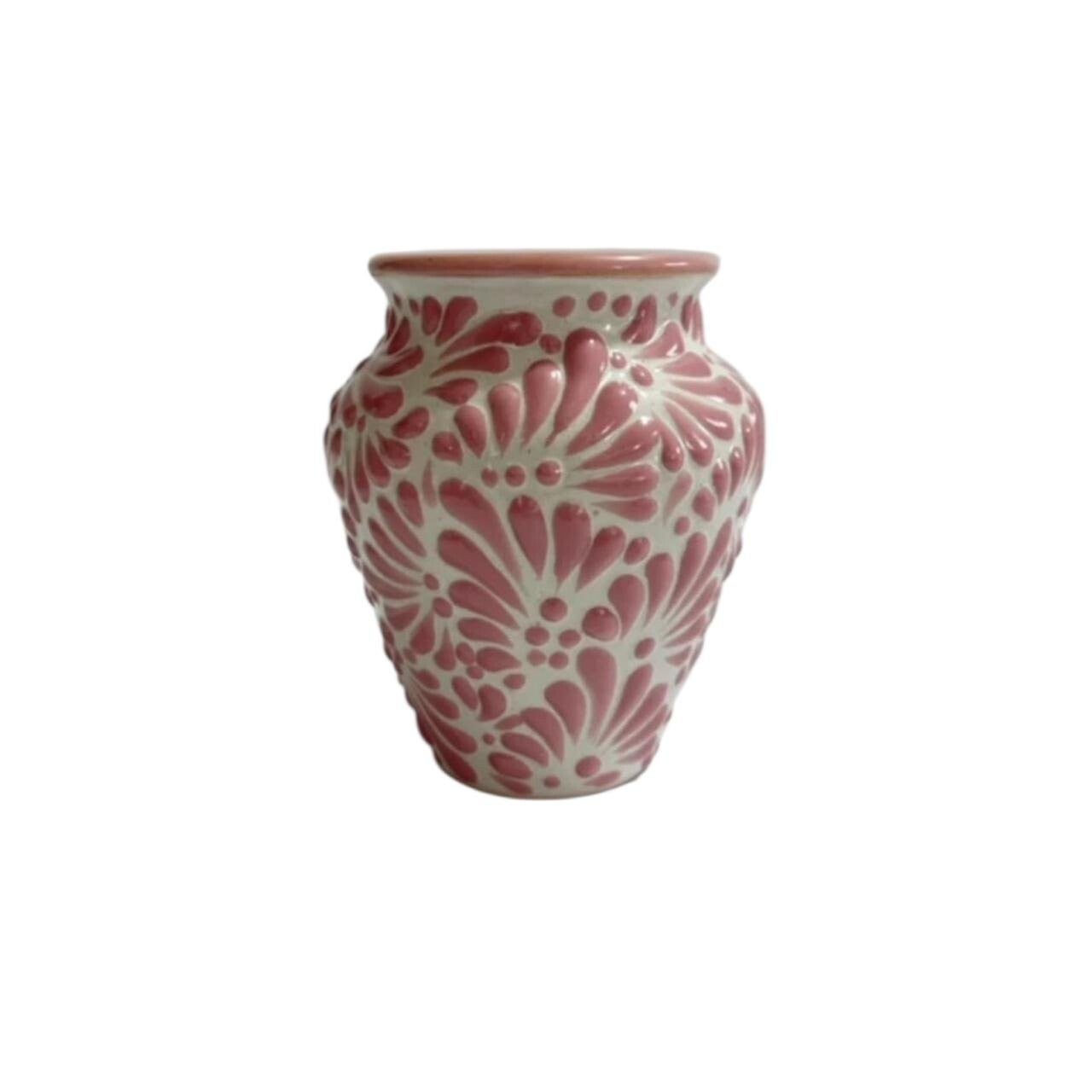Cantarito blanco con rosa