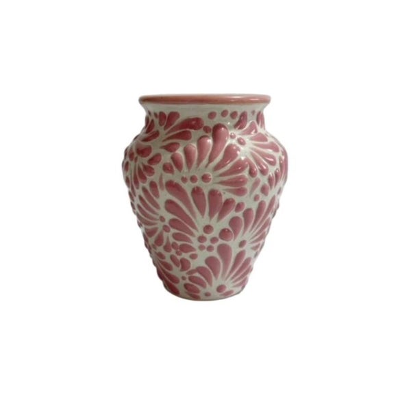 Cantarito blanco con rosa