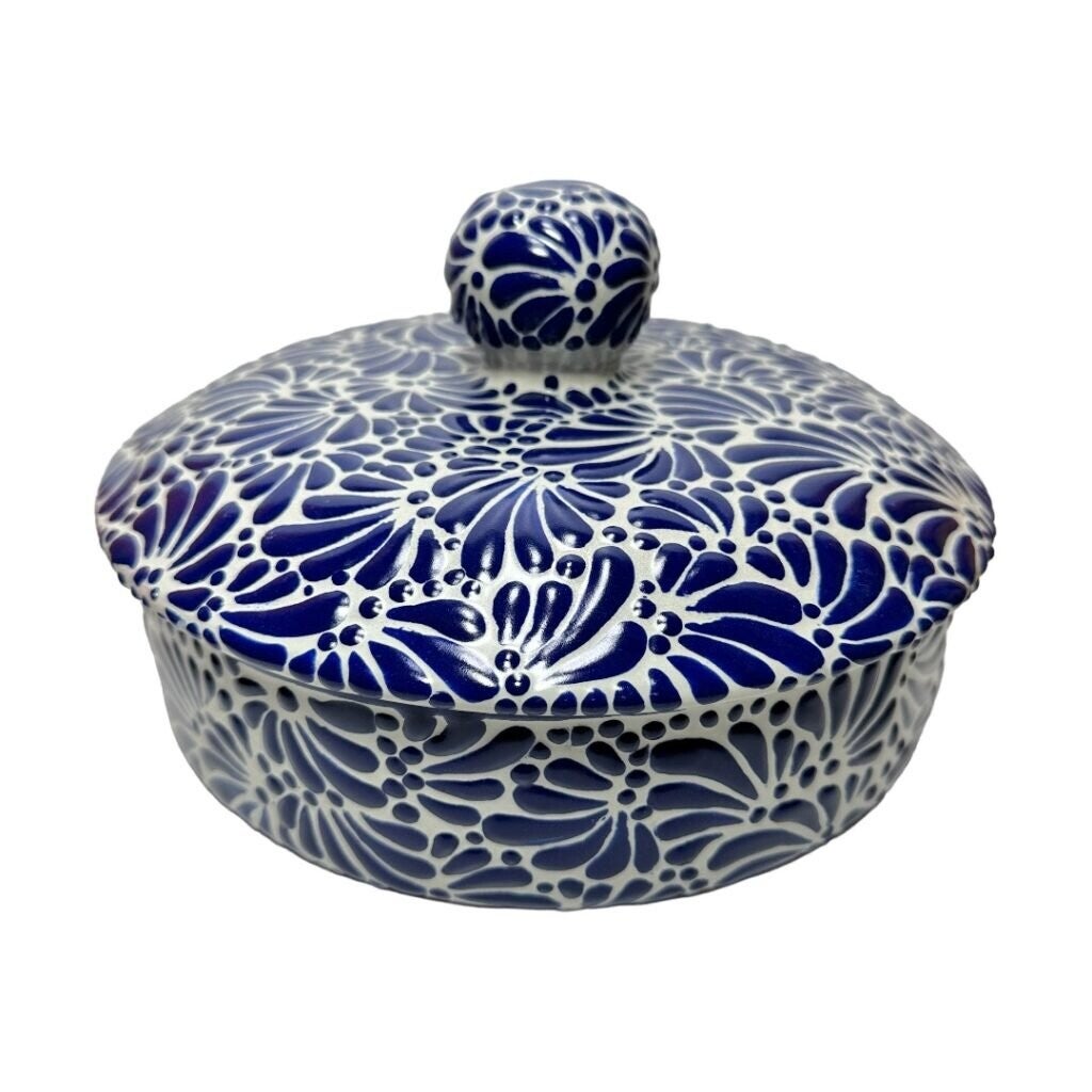 Tortillero blanco con azul