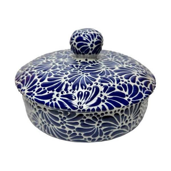 Tortillero blanco con azul