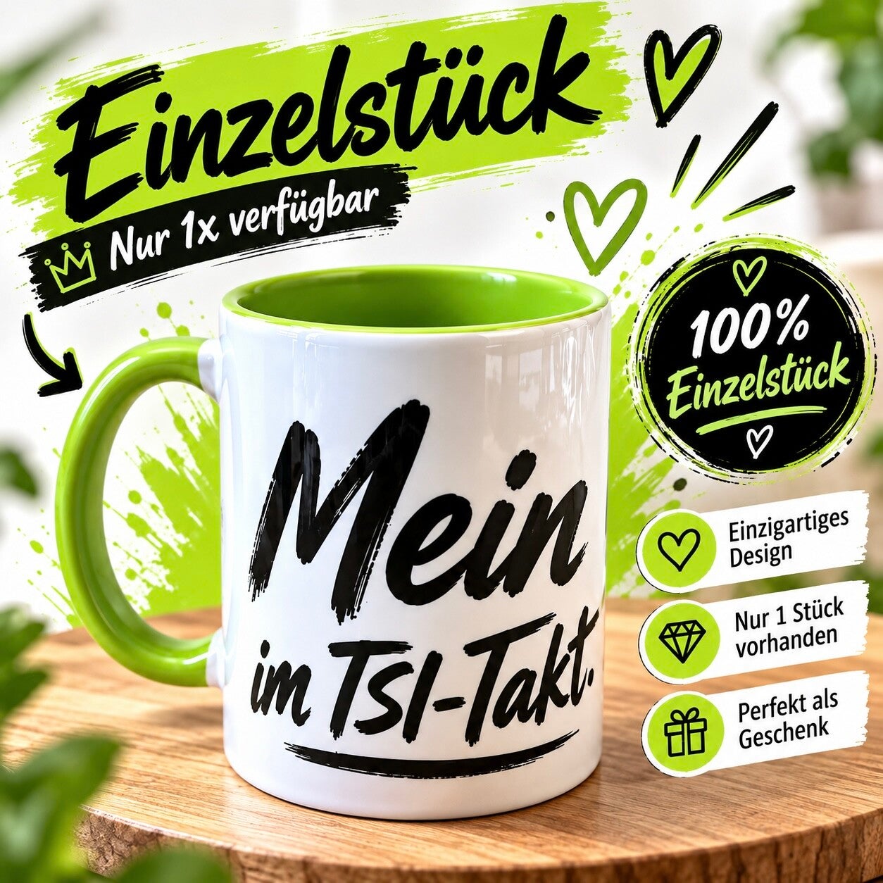Limitiert - Mein Herz schlägt im TSI-Takt - Grün/Weis