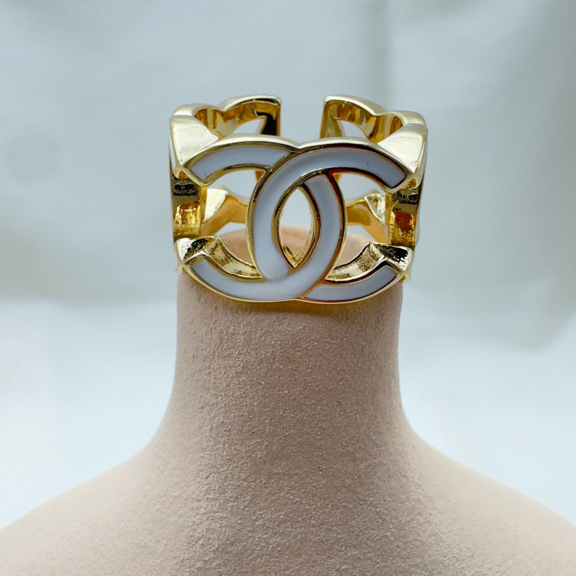 Anello Oro & Smalto Bianco CC