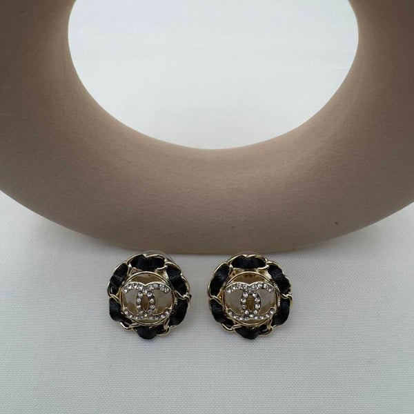 Orecchini Nastro Nero & Strass CC