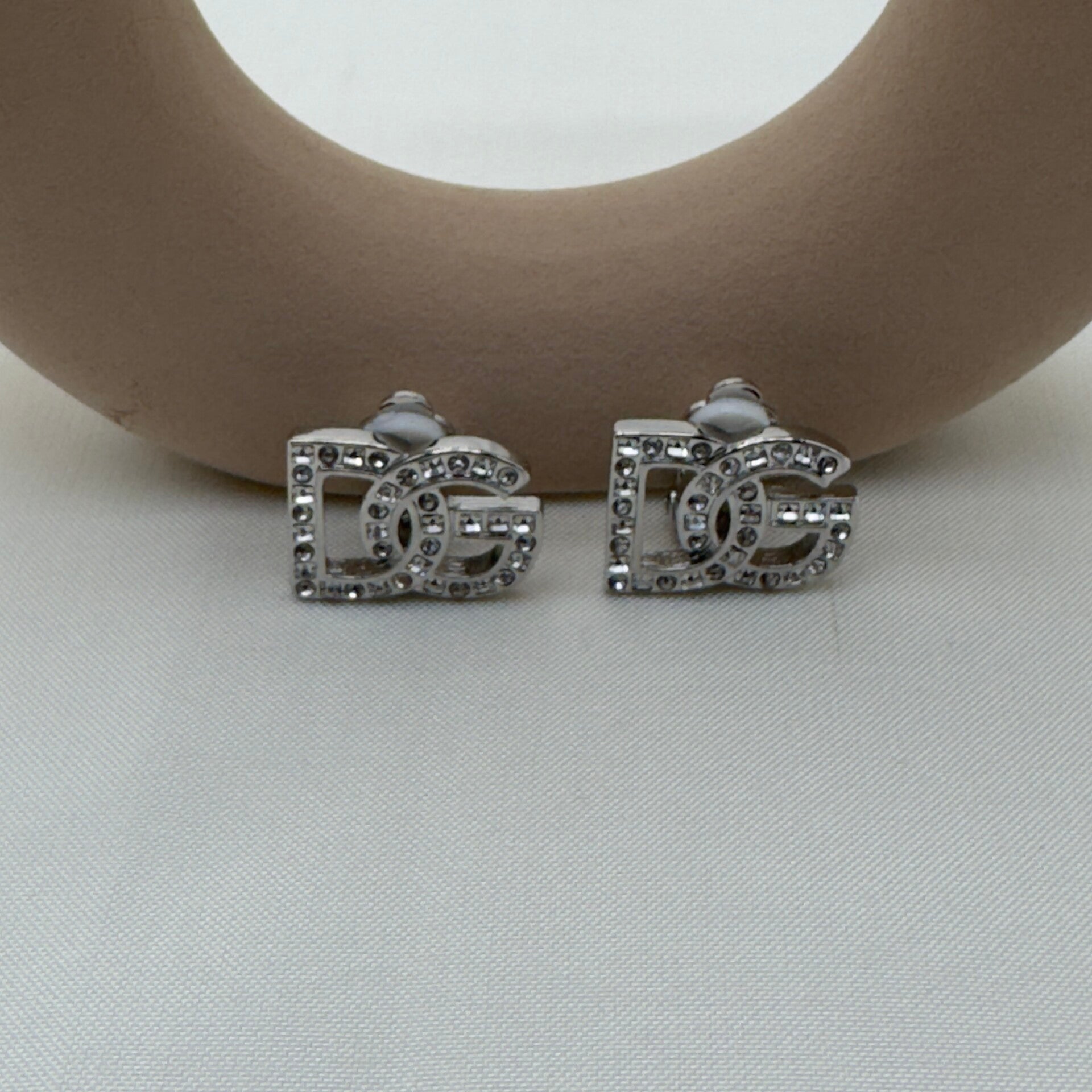 Orecchini DG Argento Strass Chiusura a Clip