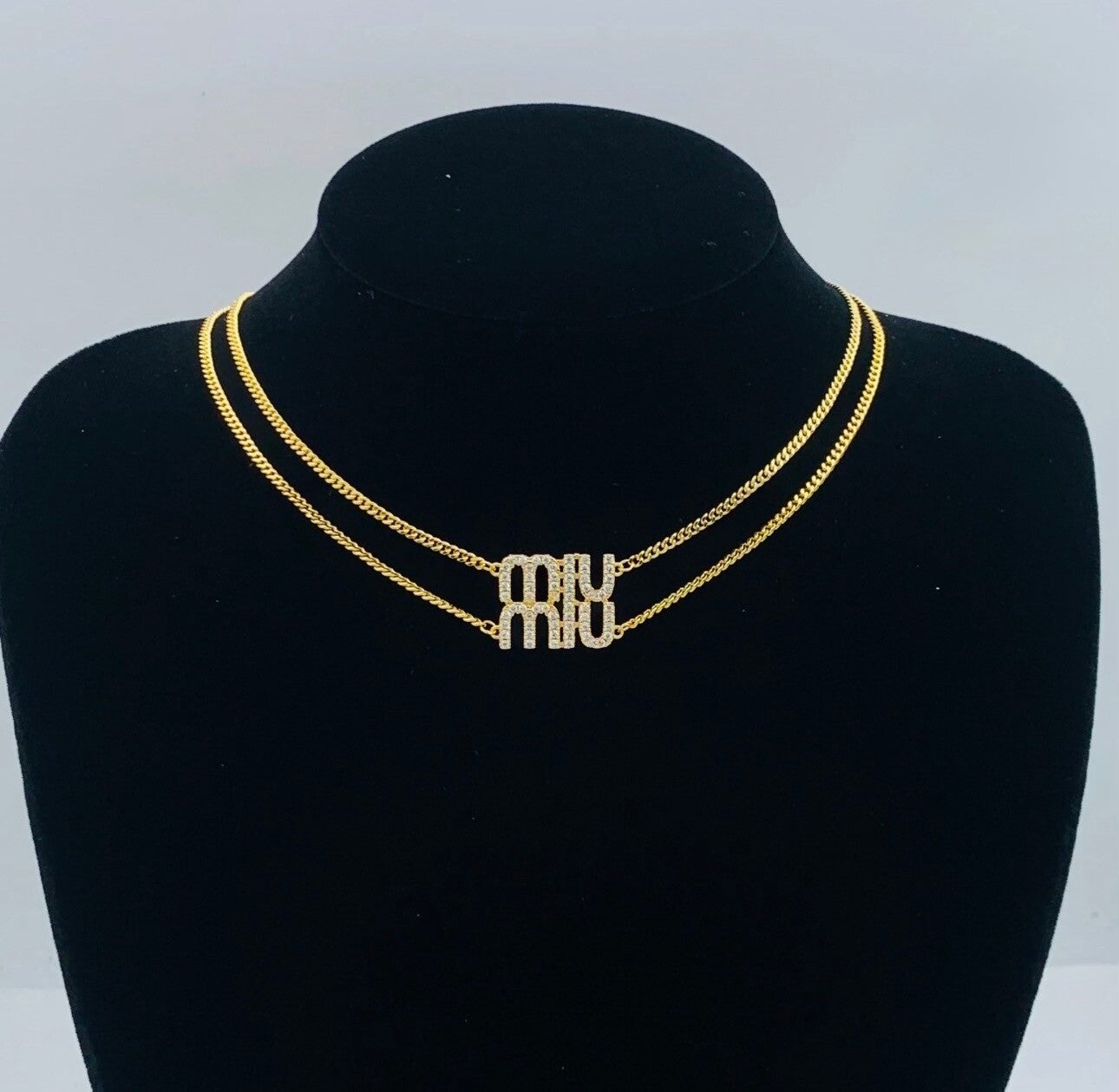 Collana Doppia MIU con Strass Gold Edition