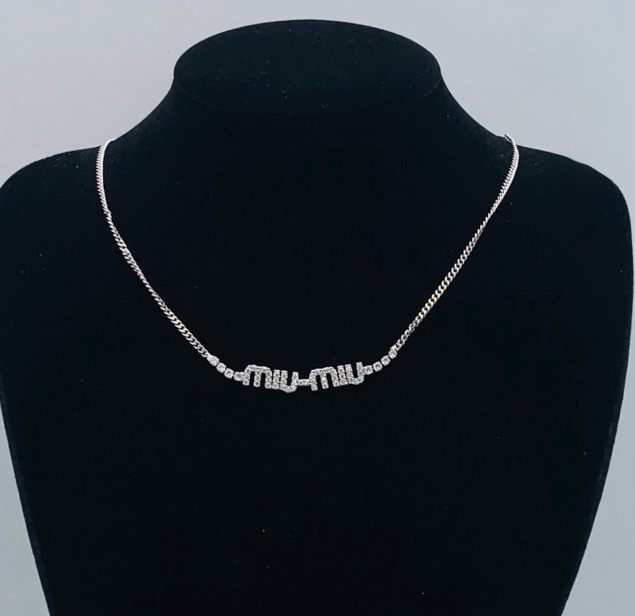 Collana MIU Strass Argento Raffinata