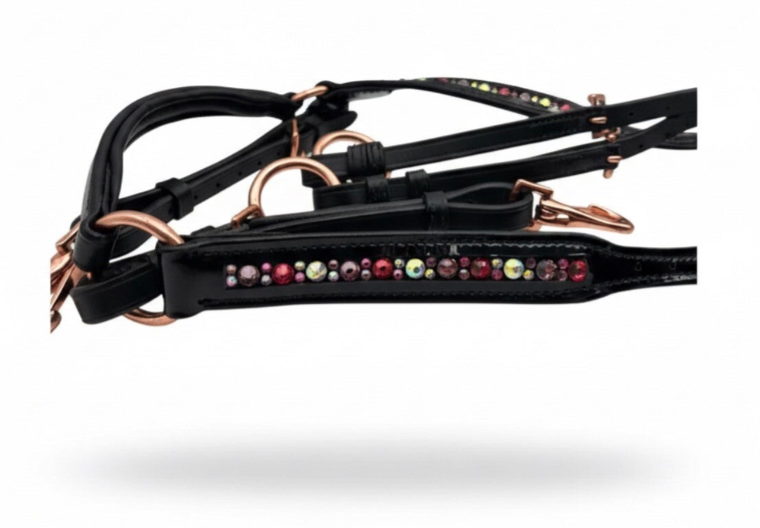 Vorderzeug schwarz mit pinken Swarovski