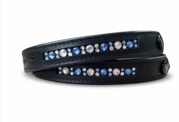 Steigbügelriemen Eisblau mit Swarovski