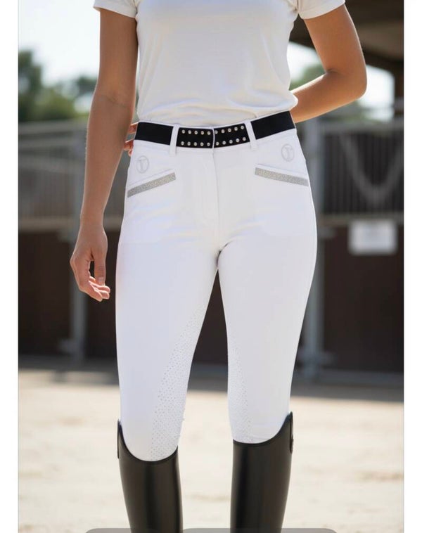 Reithose Damen Weiß Glitzer