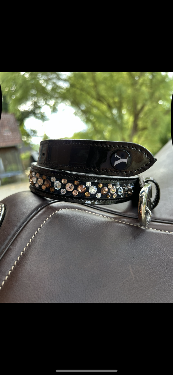 Eleganter Lackgürtel braun mit Swarovski