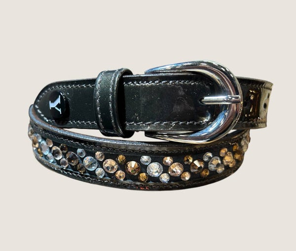 Eleganter Lackgürtel braun mit Swarovski