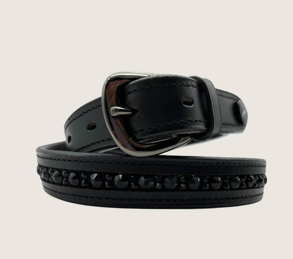 Eleganter Lackgürtel schwarz mit Swarovski