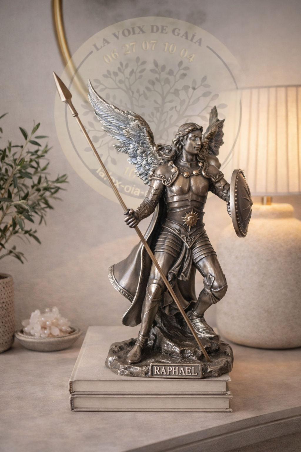STATUE BRONZE ARCHANGE SAINT RAPHAEL