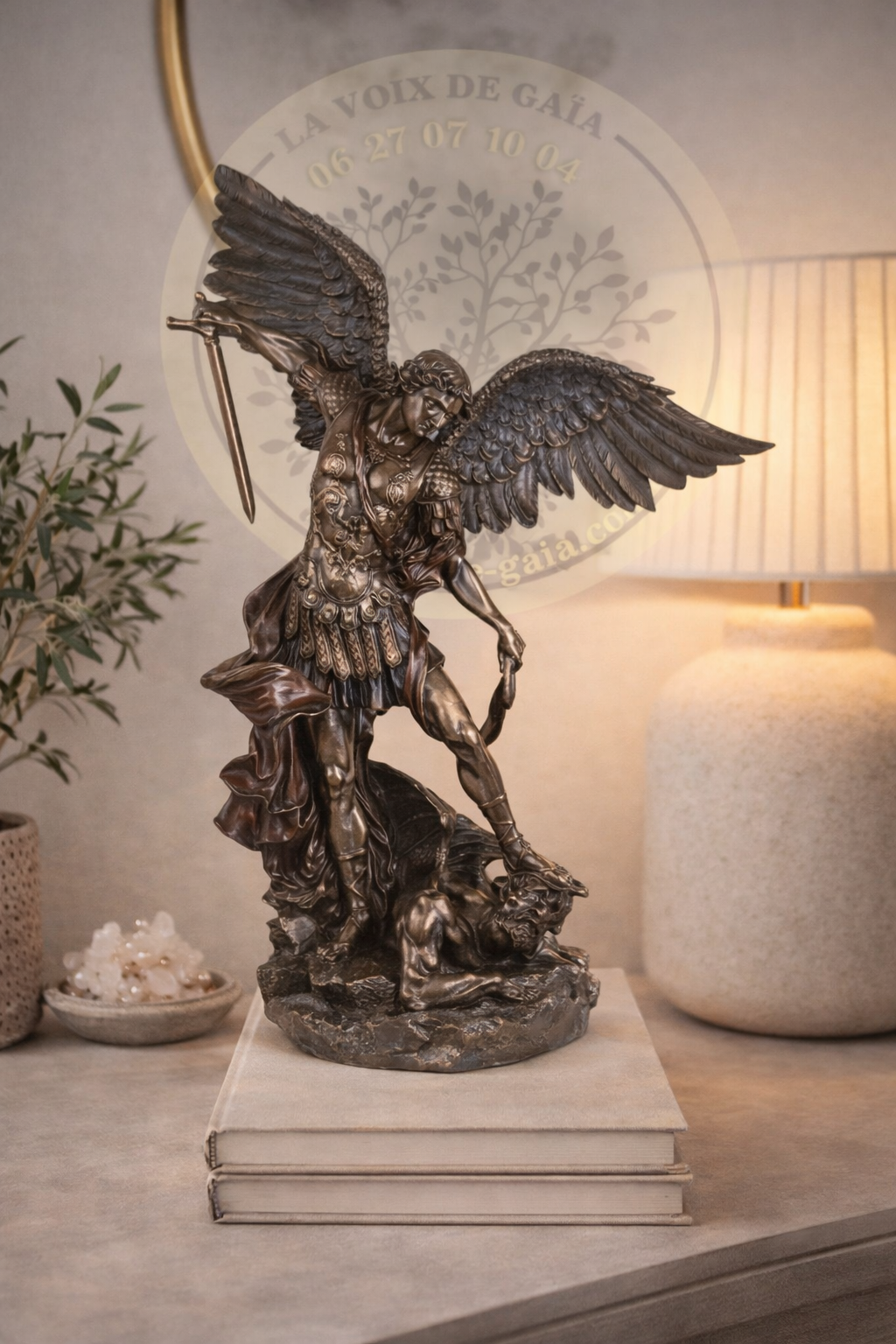 STATUE BRONZE ARCHANGE SAINT MICHEL ET LE DÉMON