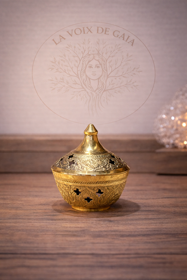 BRÛLE ENCENS LAITON CISELE