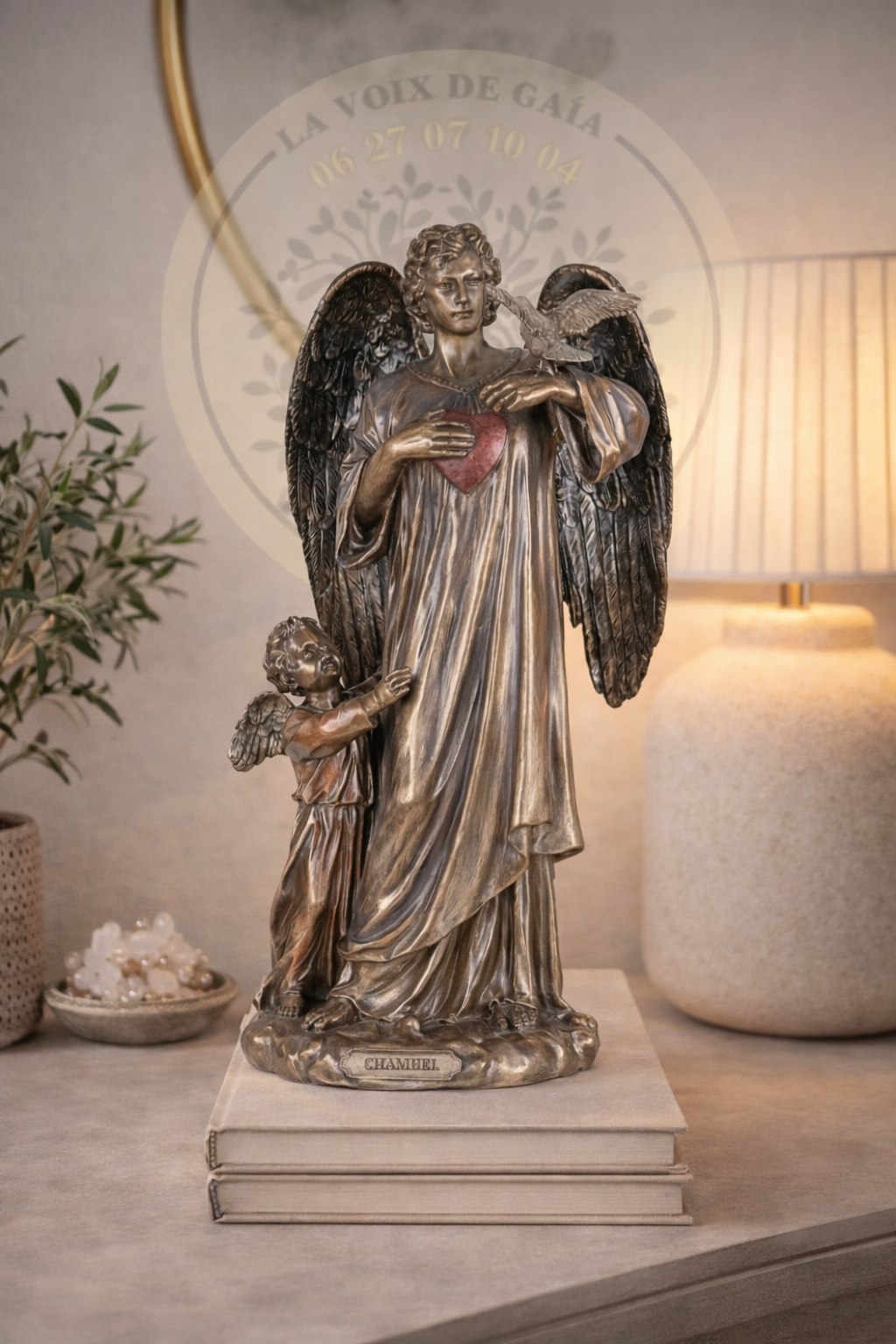 STATUE BRONZE ARCHANGE CHAMUËL