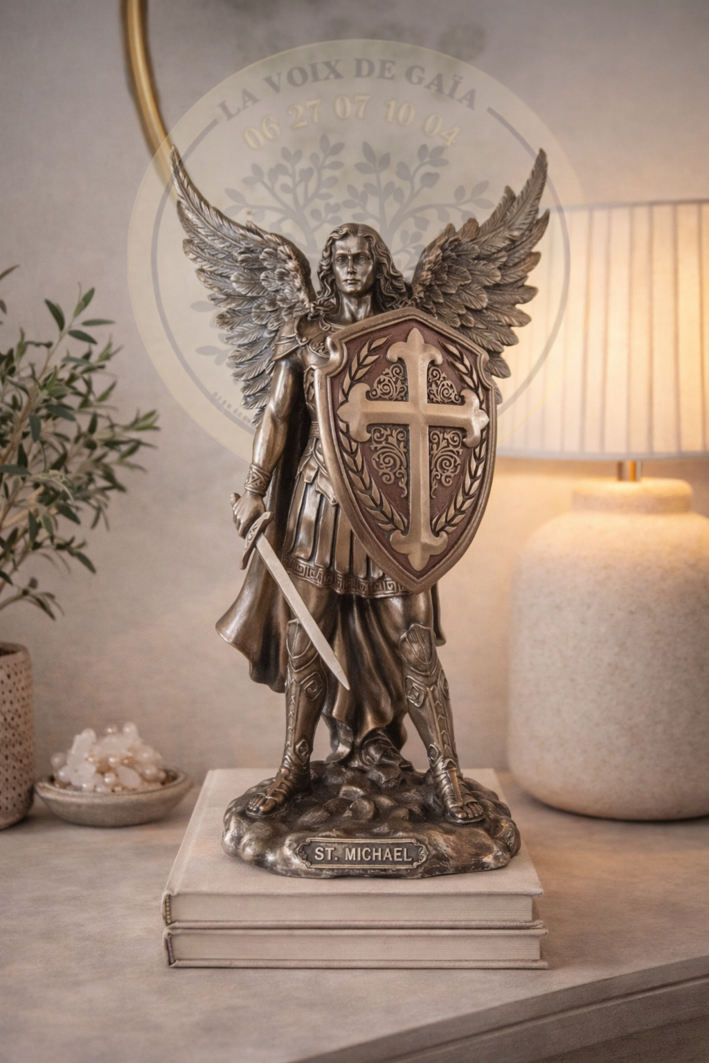 STATUE BRONZE ARCHANGE SAINT MICHEL ET SON BOUCLIER