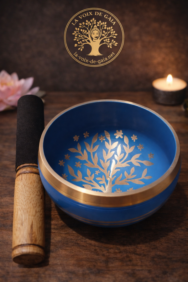 Bol Chantant Tibétain Bleu 7 Métaux – Arbre de Vie