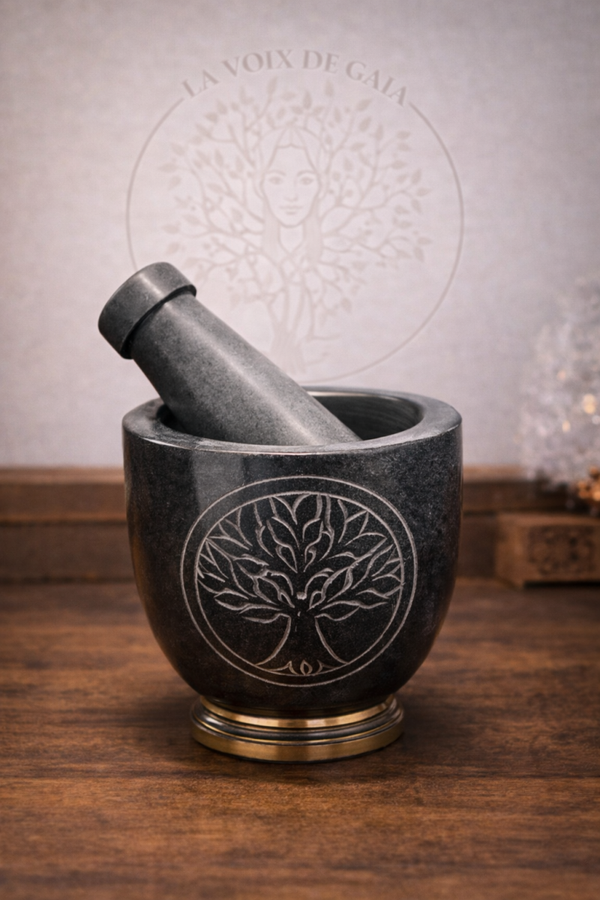 Mortier Arbre de Vie en Stéatite avec Pilon