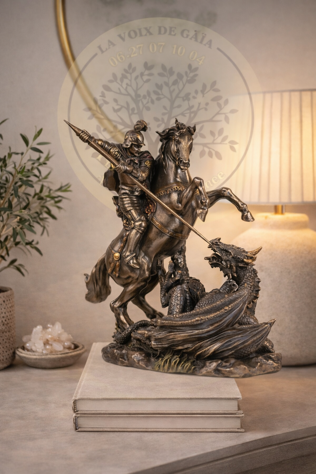 STATUE BRONZE SAINT GEORGES SUR SA MONTURE