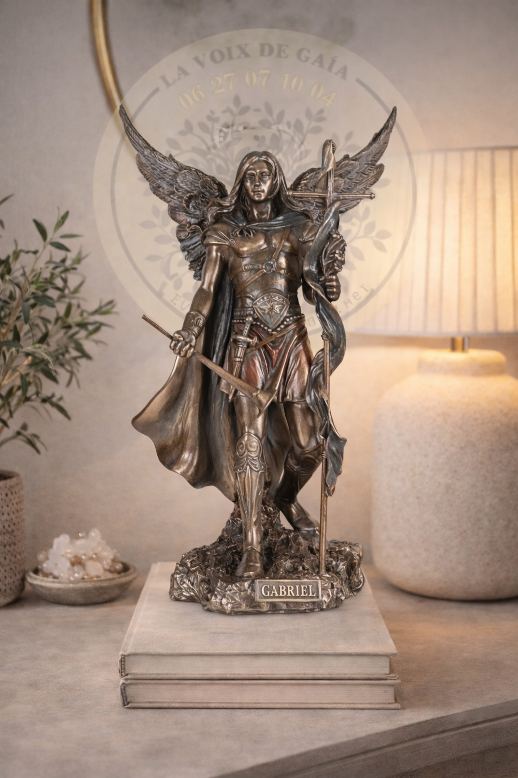STATUE BRONZE ARCHANGE SAINT GABRIEL