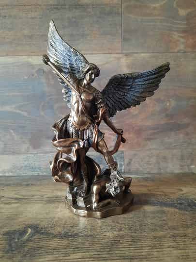 STATUE BRONZE ARCHANGE SAINT MICHEL ET LE DÉMON