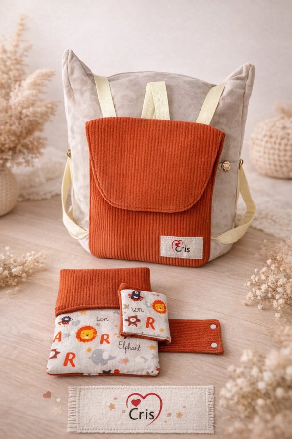 Sac Terracotta & Douceur Velours côtelé terracotta 🌿 🧸 Douceur et charme pour la crèche ou les premières sorties ✨