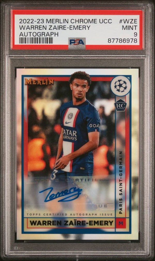 Soccer - Topps Merlin Chrome 2022/23 - Warren Zaire-Emery - Rookie Autograph - PSA9