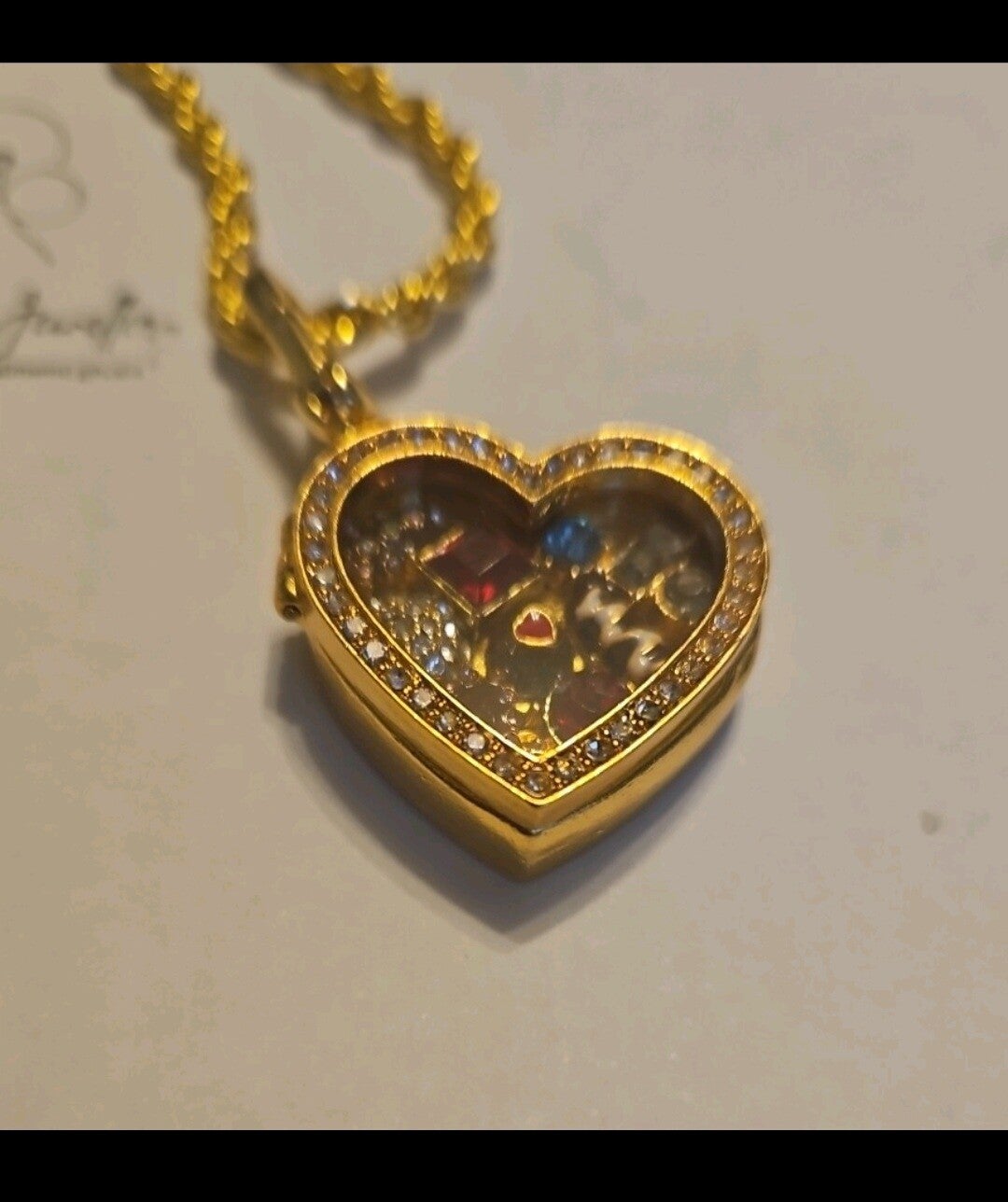 Heart Shaped Chocolate Box Necklace On 16" Chunky Gold Coloured Chain.
