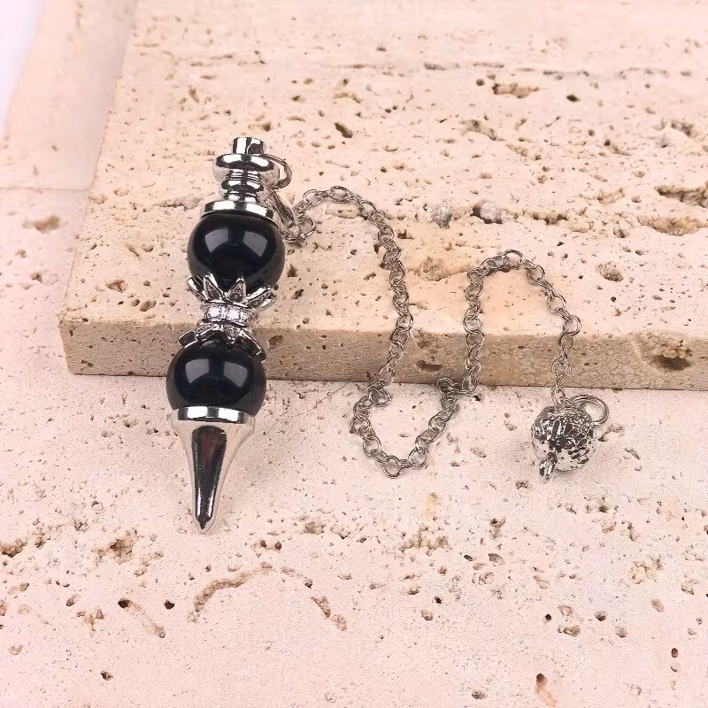 Pendule à double pierre - Obsidienne