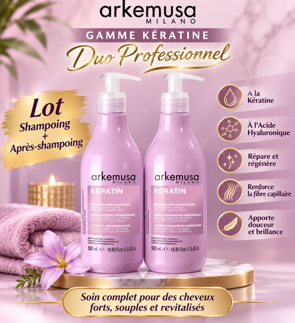 Lot shampooing et après shampooing kératine Professionnel