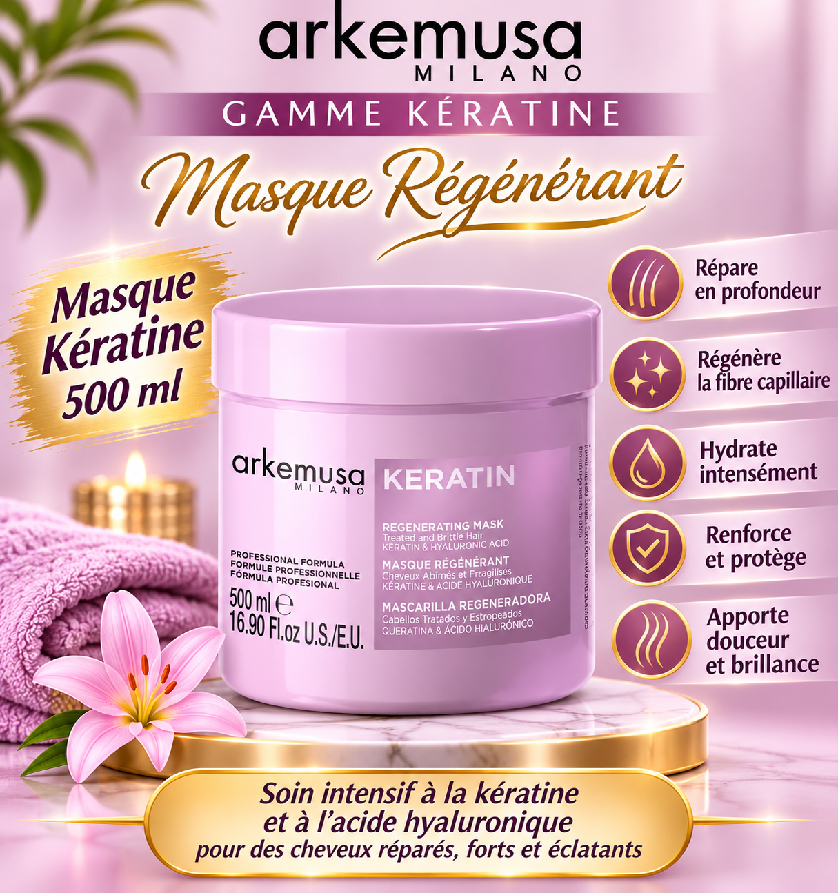 Masque capillaire kératine Professionnel