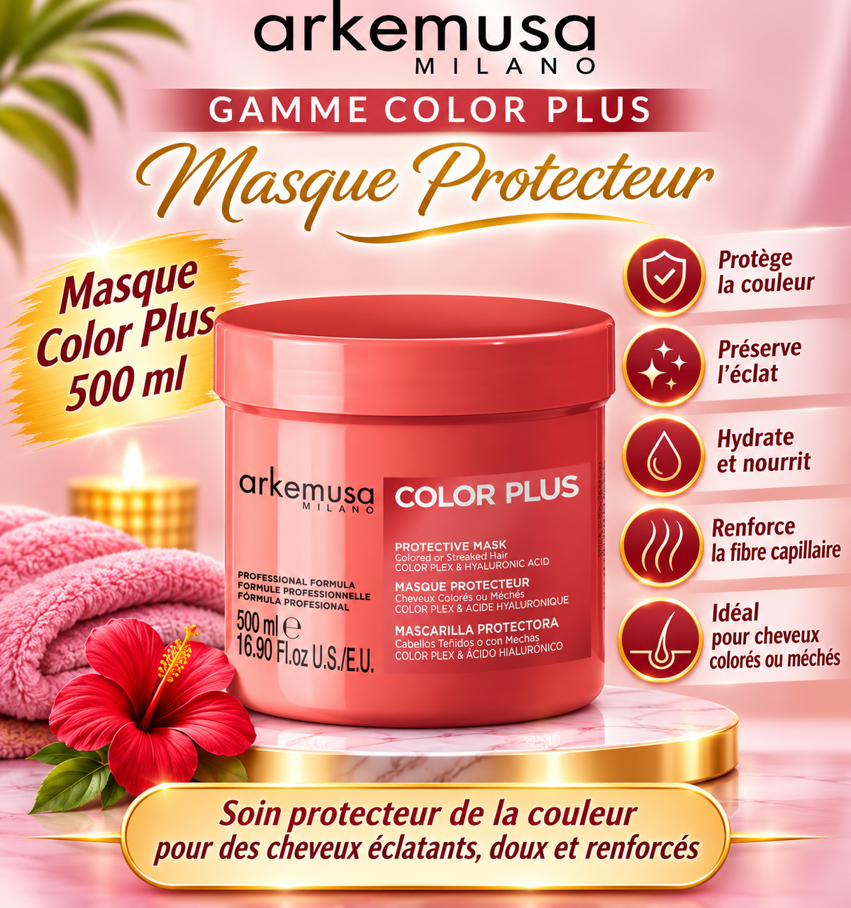 Masque capillaire cheveux colorés Professionnel