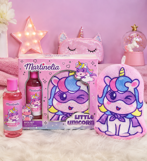 Set de douche + gant enfant licorne