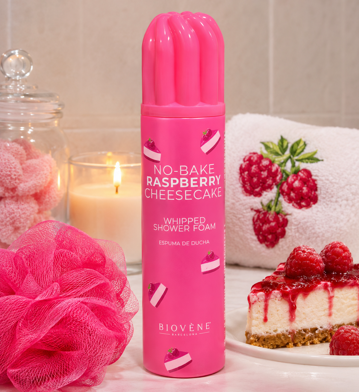 Chantilly de douche No-Bake Raspberry Cheesecake
