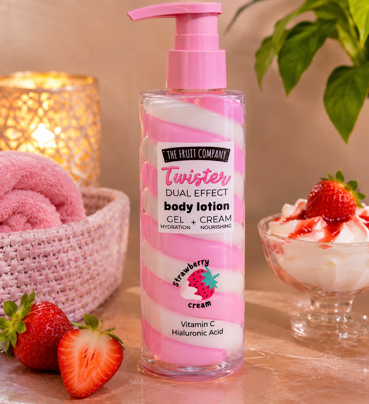 Crème corps effet Twister fraise chantilly