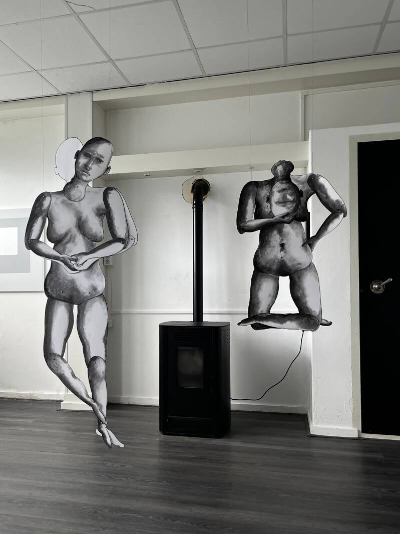 Marionetten - Papier, houtskool - 160x50 cm p/st